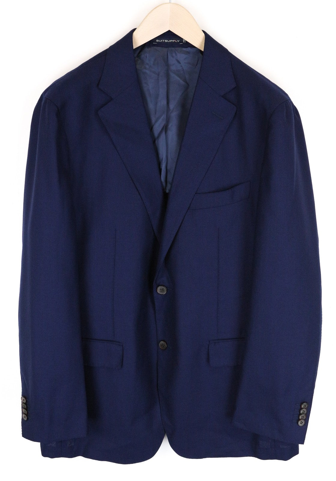 „SUITSUPPLY Havana Slim Fit“ vilnonis švarkas UK48R vyriškas mėlynas klasikinis vienaeilis švarkas