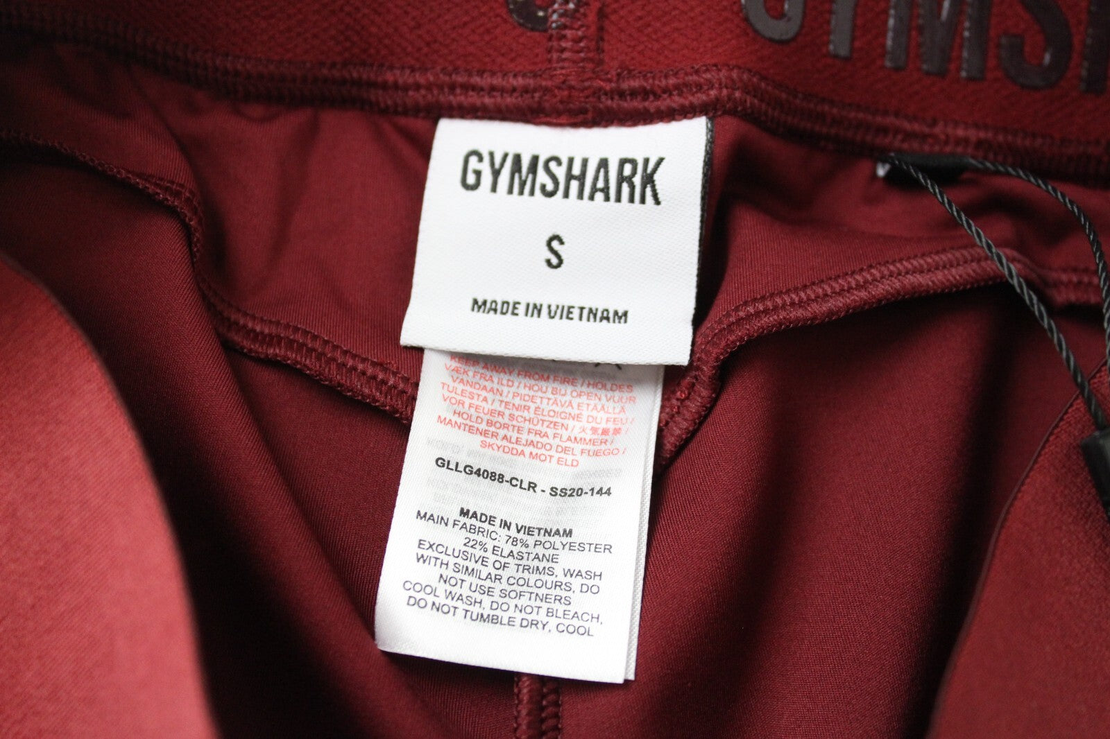 GYM SHARK Women Leggings S Red Sportswear Stretch Logo Activewear