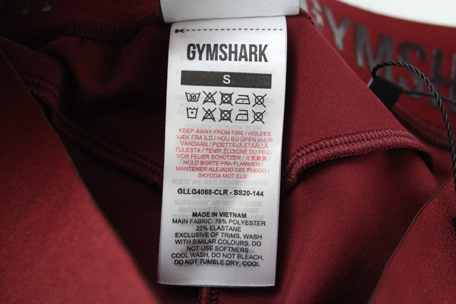 GYM SHARK Women Leggings S Red Sportswear Stretch Logo Activewear