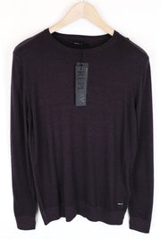 REPLAY S Purple Wool Blend Sweatshirt Pullover Long Sleeve Casual Men's Top