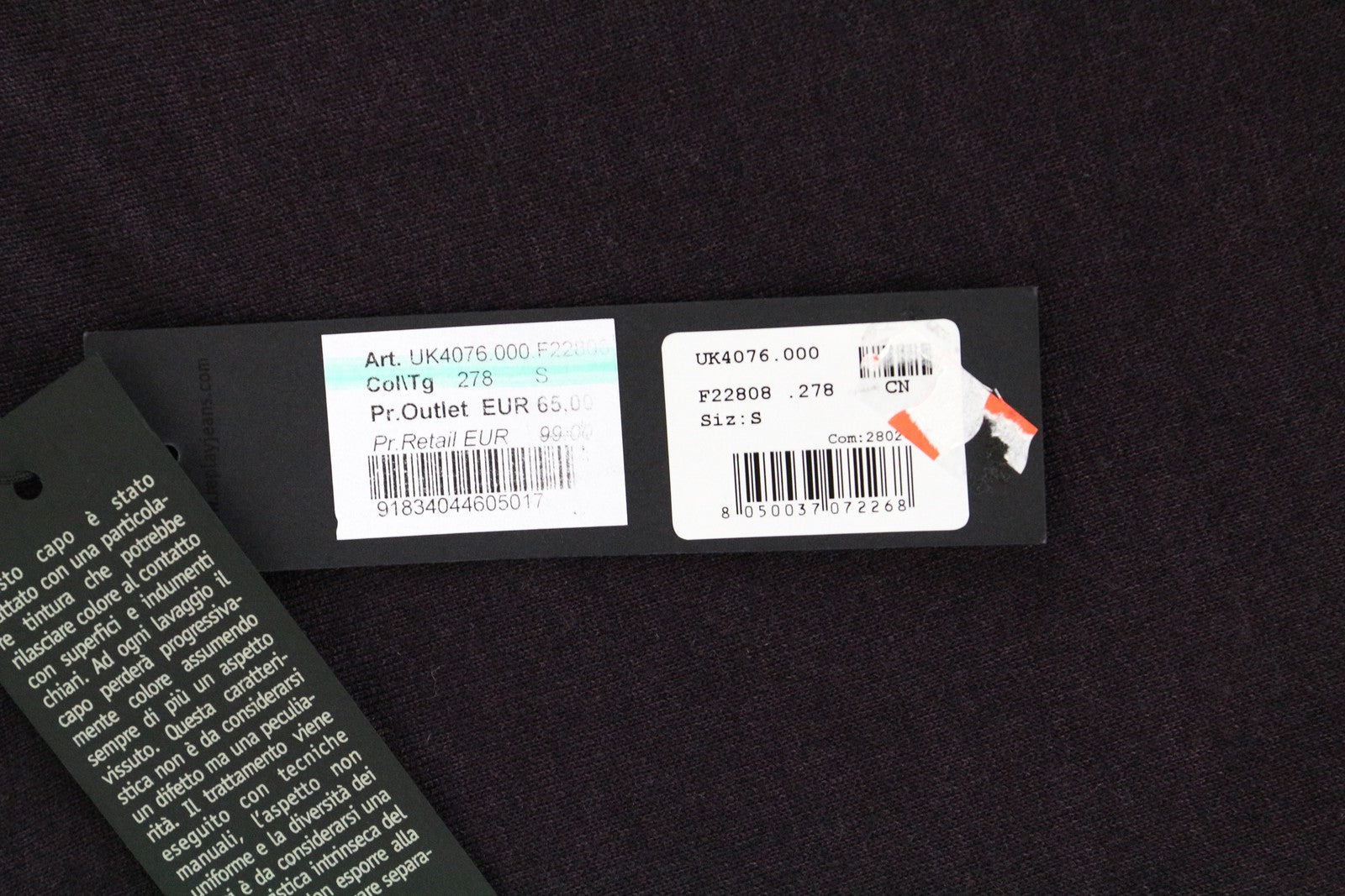 REPLAY S Purple Wool Blend Sweatshirt Pullover Long Sleeve Casual Men's Top