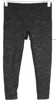 GYM SHARK Women Leggings S Dark Grey Patterned Activewear Stretch Logo