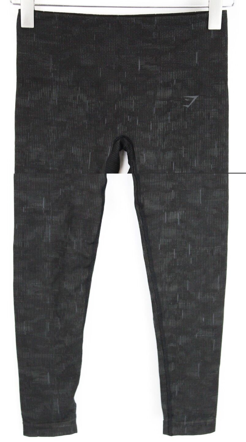 GYM SHARK Women Leggings S Dark Grey Patterned Activewear Stretch Logo