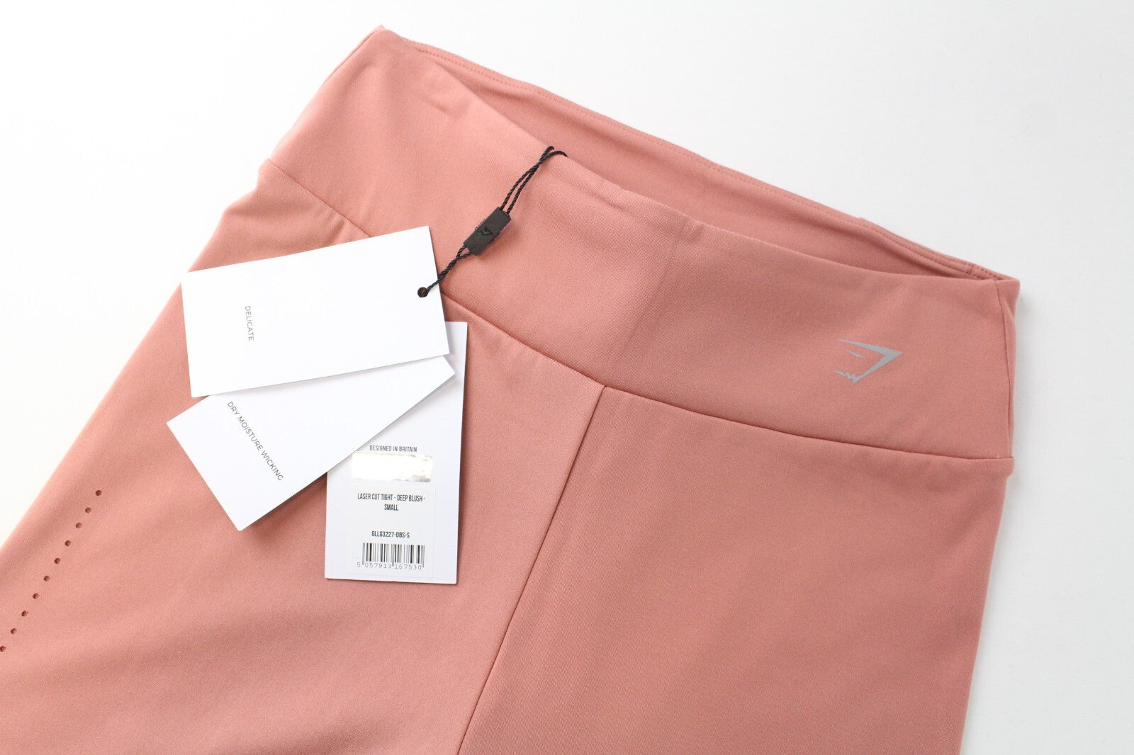 GYM SHARK Women Leggings S Pink Sports Laser Cut Activewear Stretch Logo