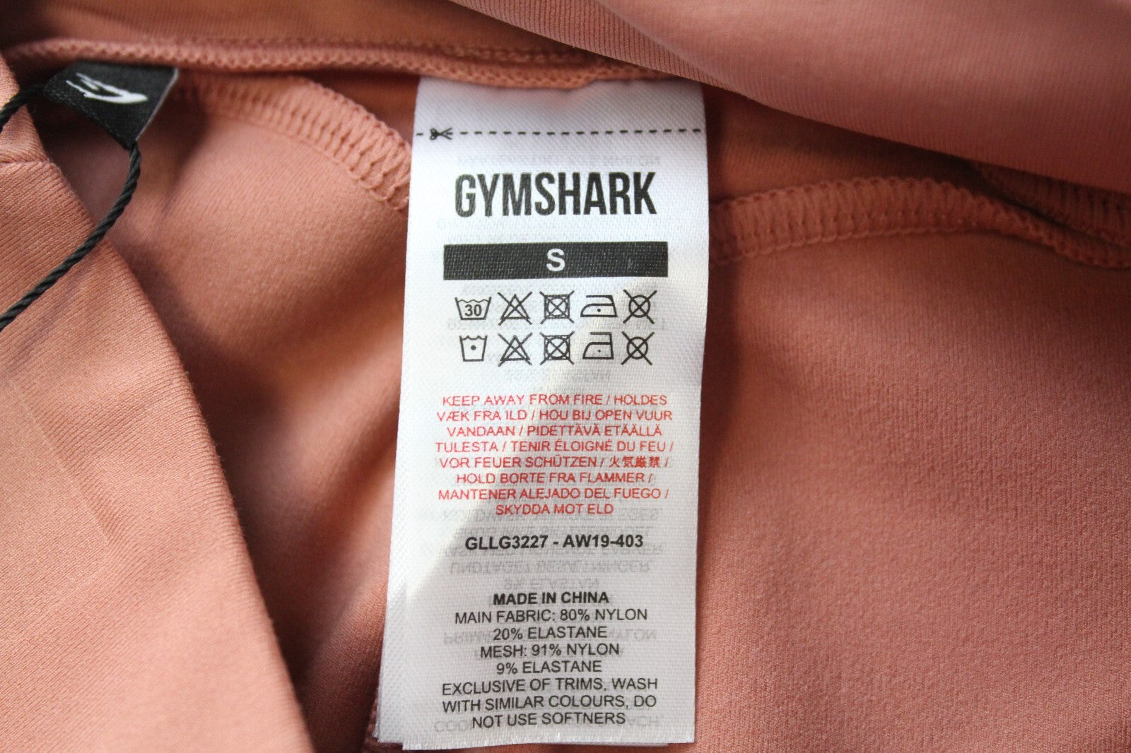 GYM SHARK Women Leggings S Pink Sports Laser Cut Activewear Stretch Logo