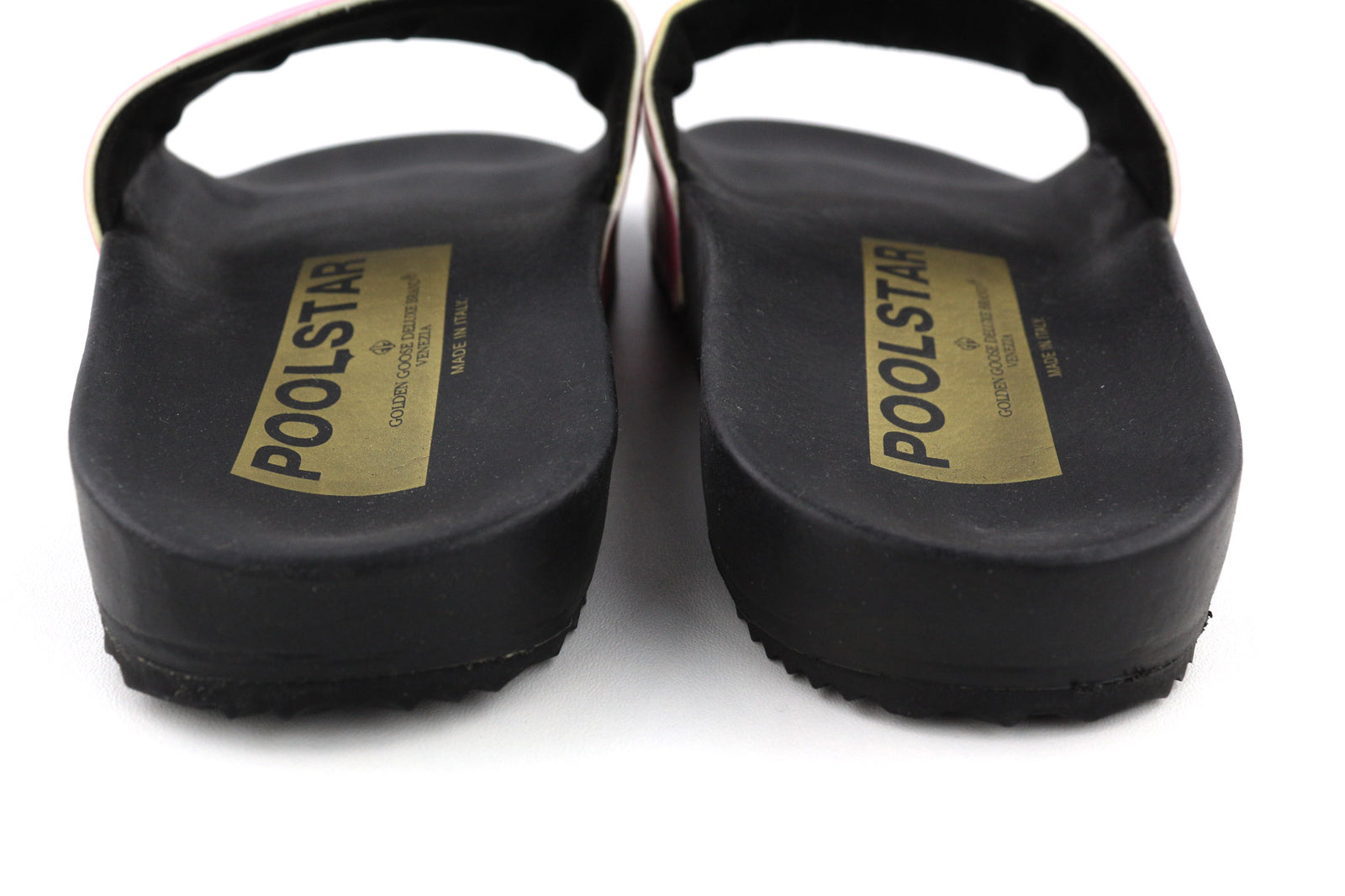 GOLDEN GOOSE Poolstar Women Slippers EU39 Pink Black Slip On Swimming Logo