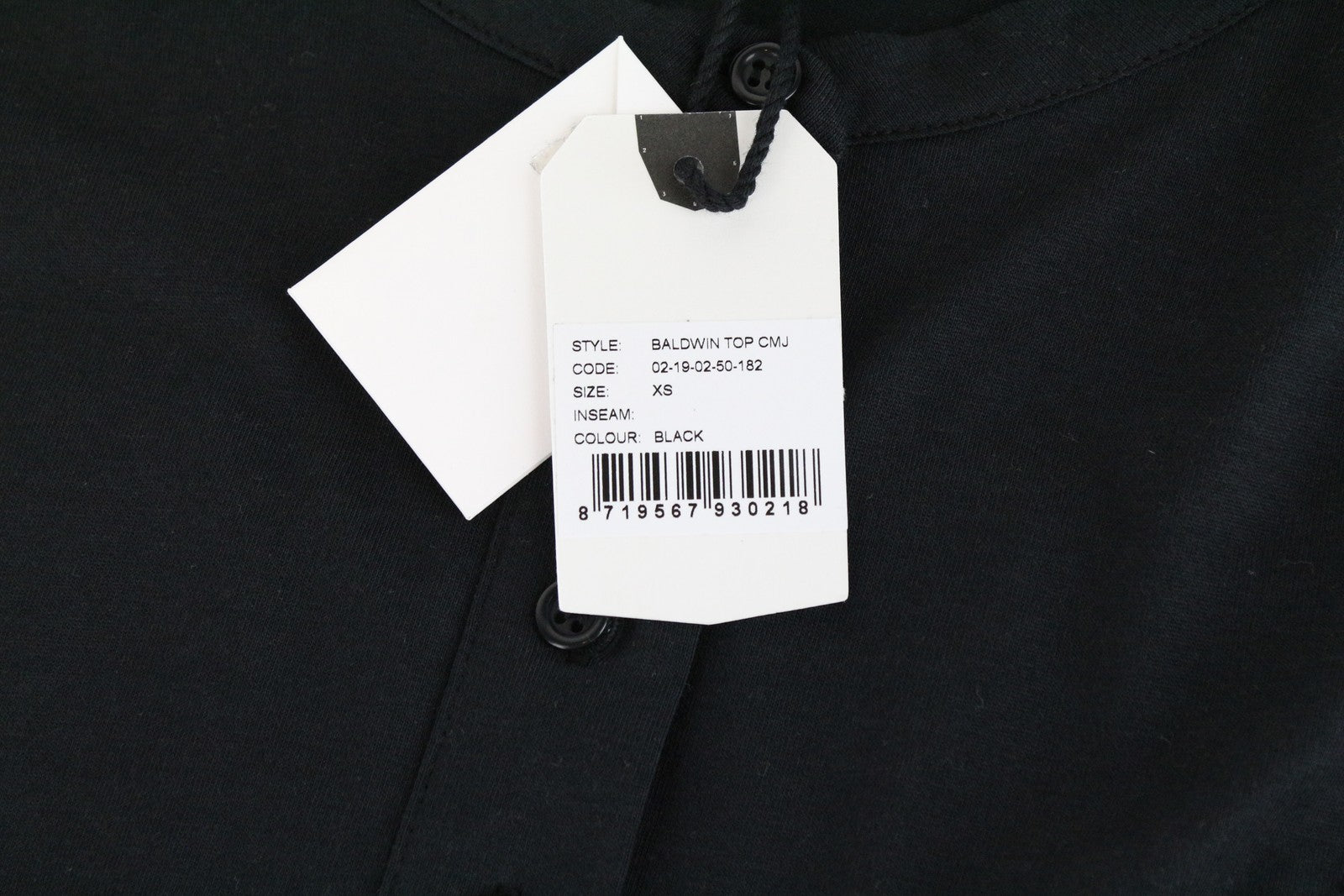 DENHAM Baldwin T-Shirt XS Black Half-Button Cotton Blend Long Sleeve Women's