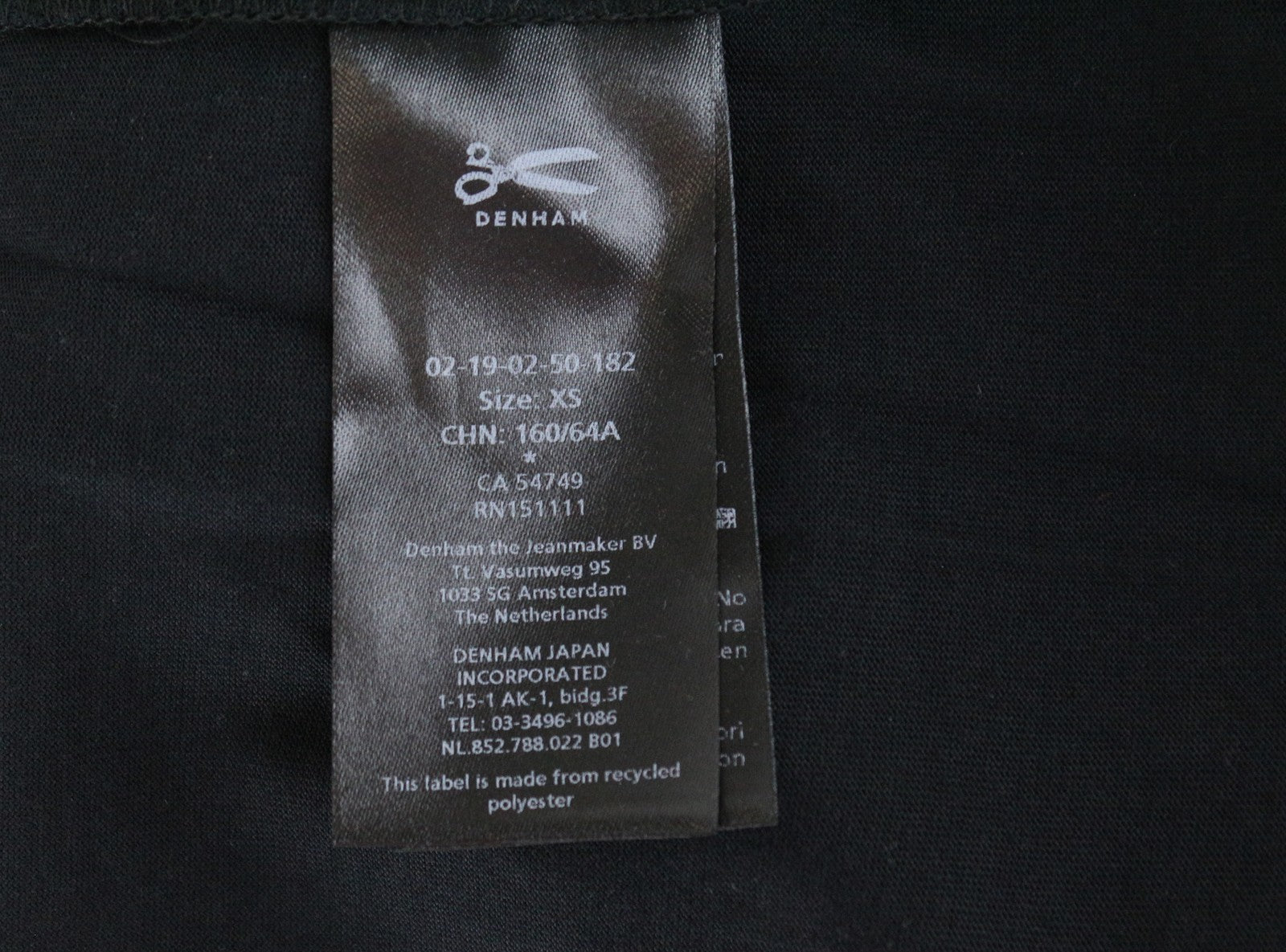 DENHAM Baldwin T-Shirt XS Black Half-Button Cotton Blend Long Sleeve Women's