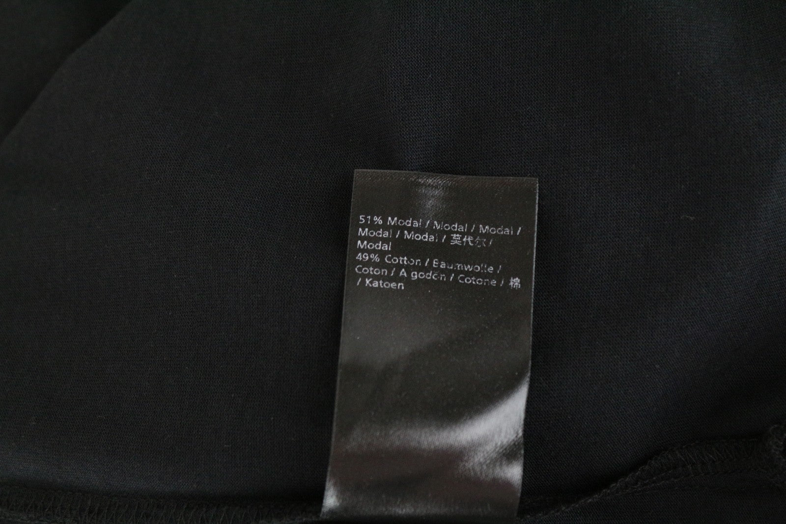 DENHAM Baldwin T-Shirt XS Black Half-Button Cotton Blend Long Sleeve Women's