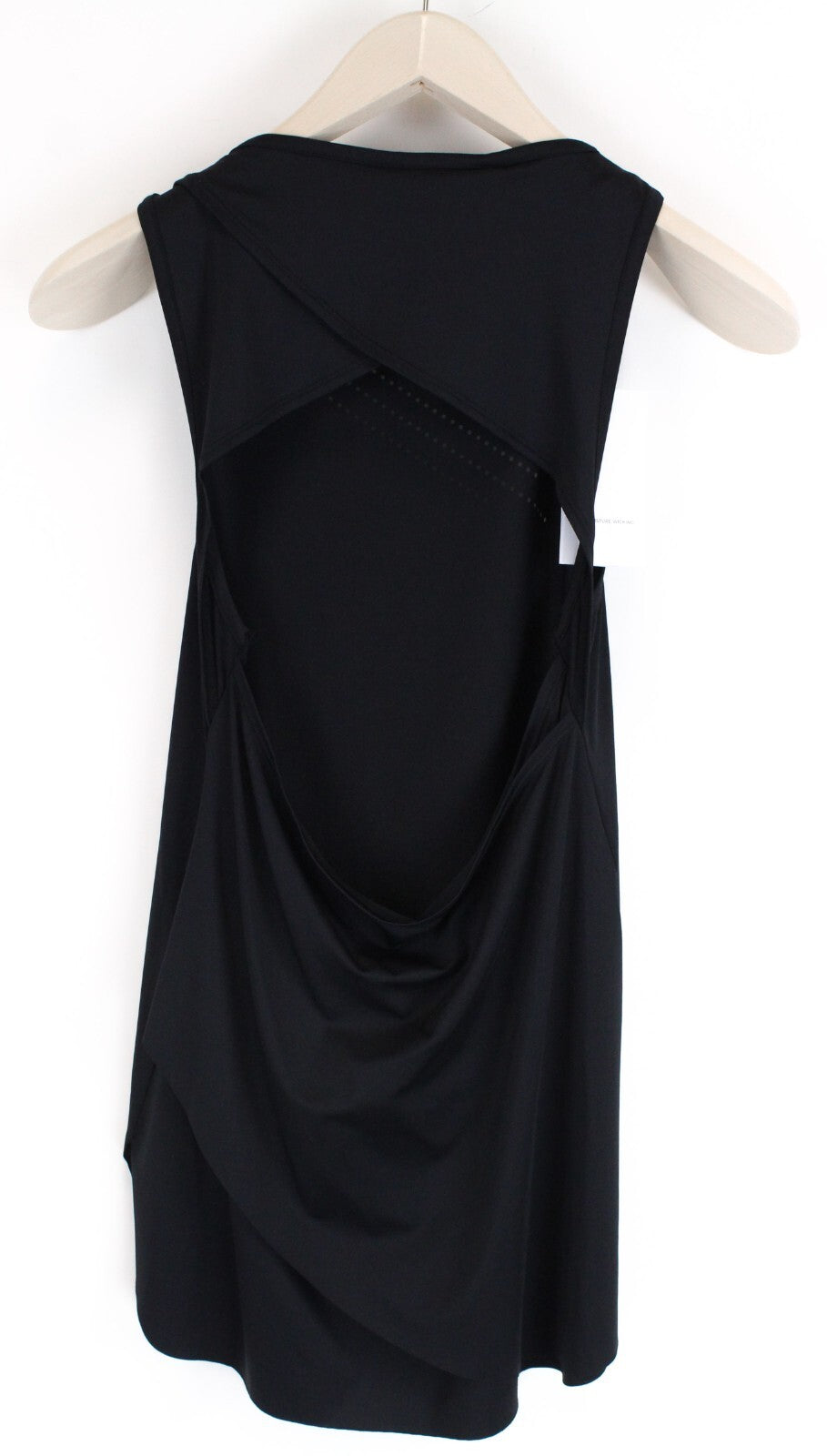 GYM SHARK Women Top XS Black Stretch Sleeveless Open Back Logo Activewear