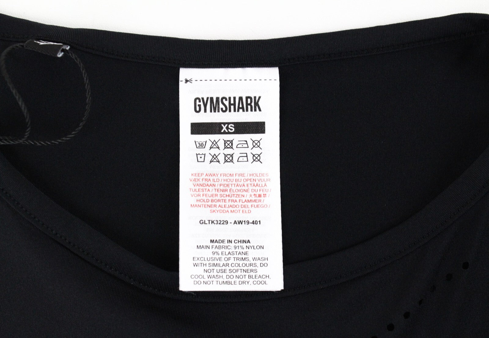 GYM SHARK Women Top XS Black Stretch Sleeveless Open Back Logo Activewear