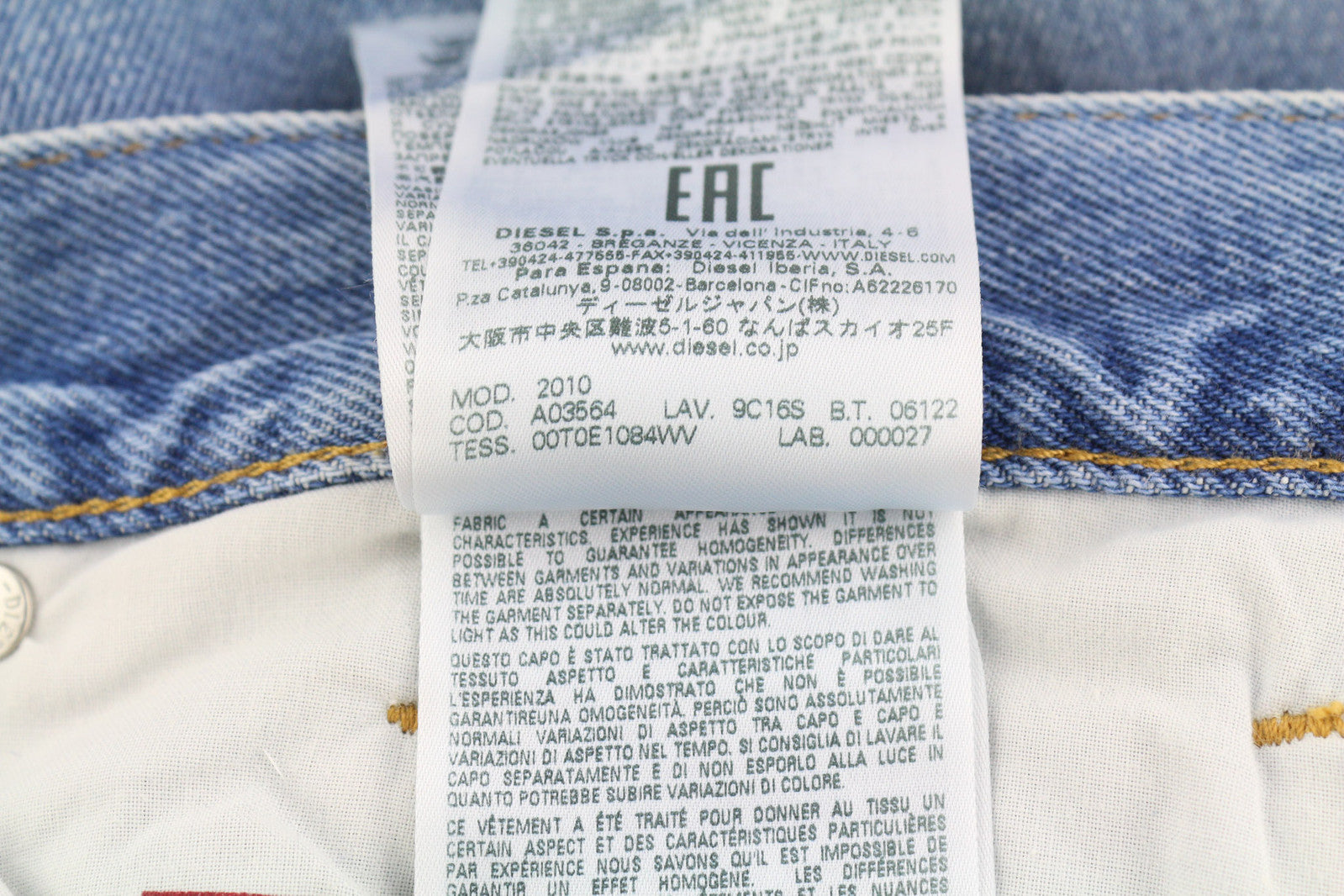 DIESEL 2010 9C16S Men's Jeans W32/L32 Loose Fit Mid Waist Straight Leg RRP€160