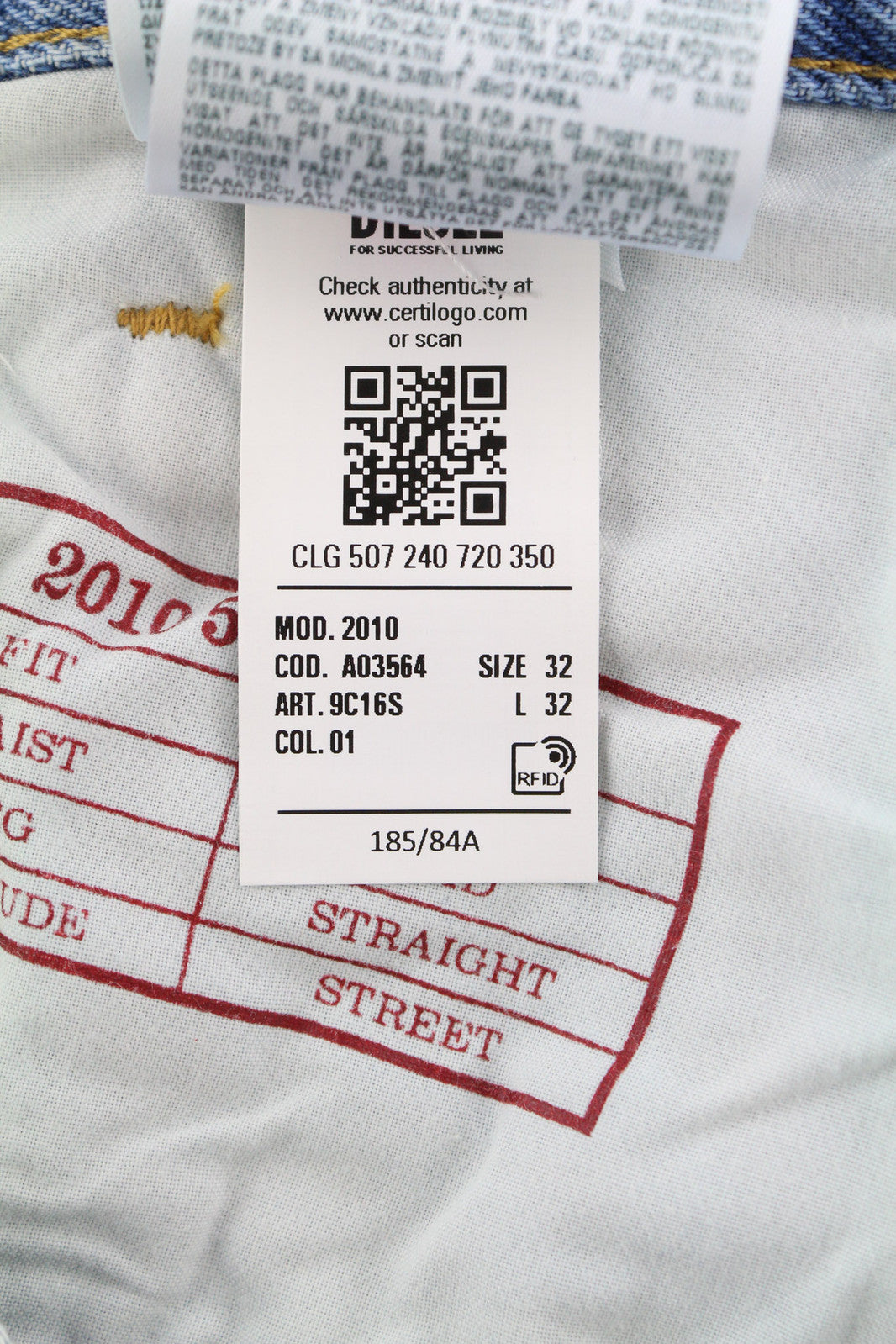 DIESEL 2010 9C16S Men's Jeans W32/L32 Loose Fit Mid Waist Straight Leg RRP€160