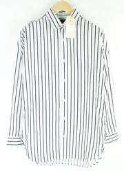SCOTCH & SODA Men Shirt M Long Fit White Cotton Striped Long Sleeve