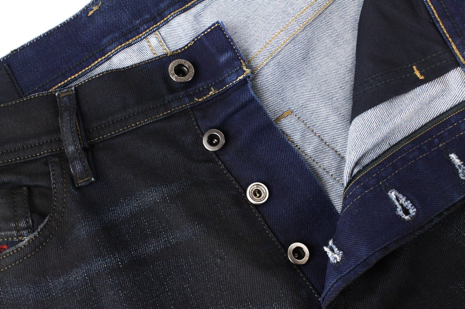 DIESEL vyriški džinsai W29/L32 Tepphar 080AD Slim Fit, plėšyti, tamprūs, tamsiai mėlyni, medvilniniai 