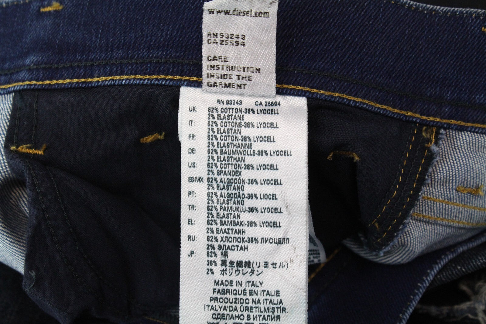 DIESEL vyriški džinsai W29/L32 Tepphar 080AD Slim Fit, plėšyti, tamprūs, tamsiai mėlyni, medvilniniai 