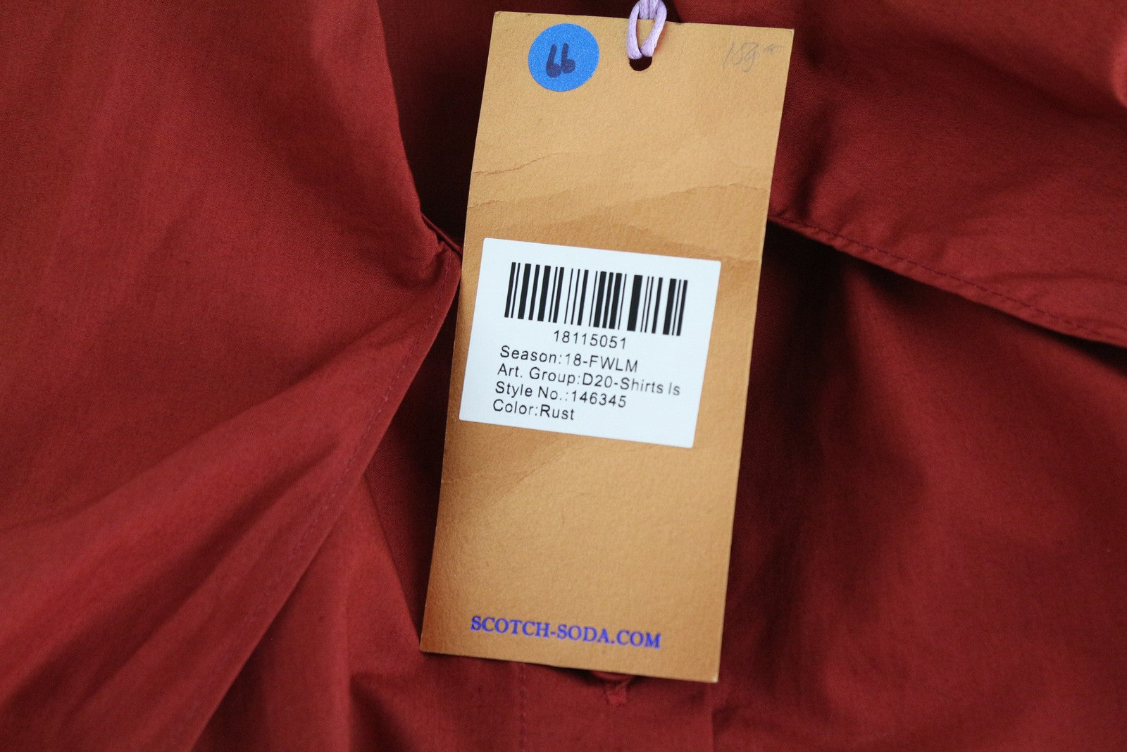 MAISON SCOTCH Brick Red Shirt ~L Long Sleeve Ribbon Tie Collar Button-Up Women's