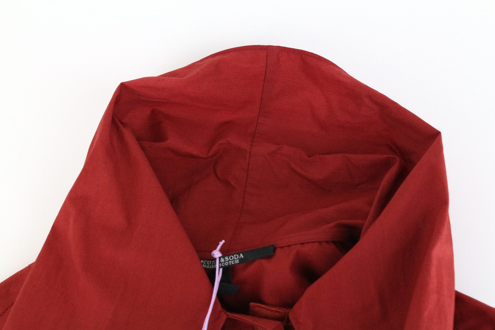 MAISON SCOTCH Brick Red Shirt ~L Long Sleeve Ribbon Tie Collar Button-Up Women's