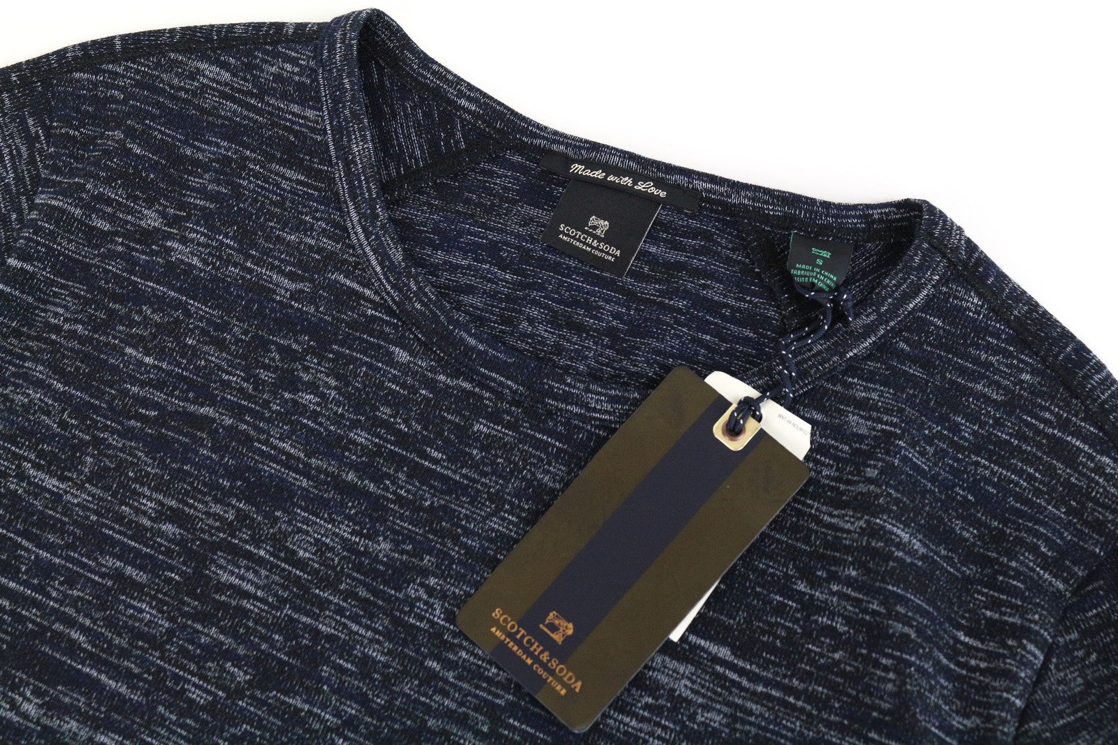 SCOTCH & SODA Ams Couture T-Shirt S Navy Stretch Short Sleeve Cotton Blend Men's