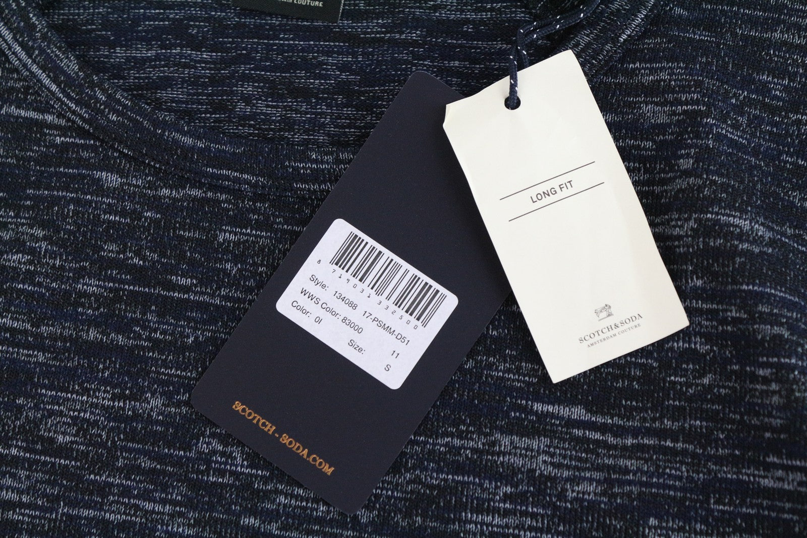 SCOTCH & SODA Ams Couture T-Shirt S Navy Stretch Short Sleeve Cotton Blend Men's