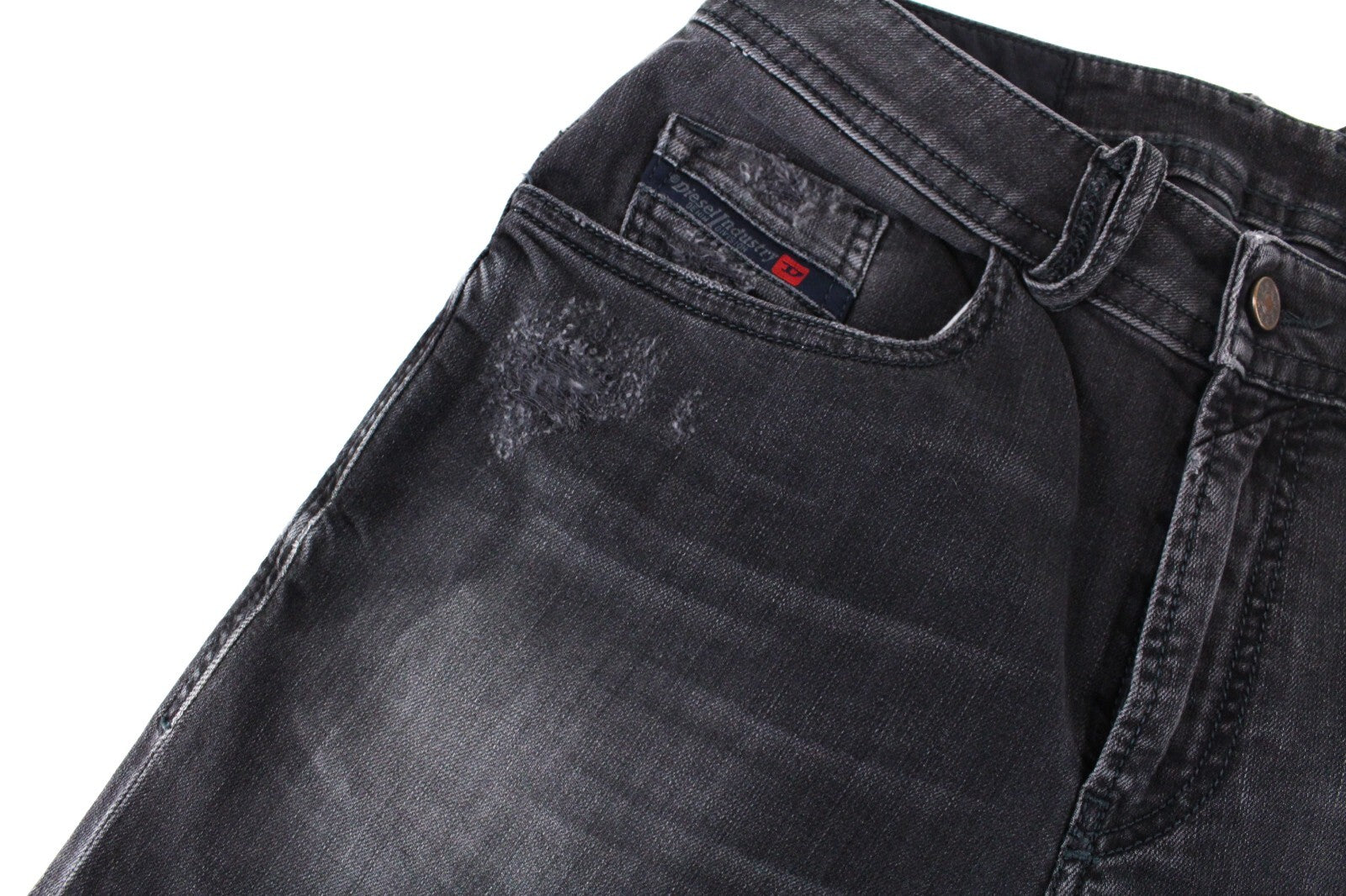 DIESEL vyriški džinsai W28/L32 Thommer 069BH Slim Fit, plėšyti, skalbti pilki, tamprūs 