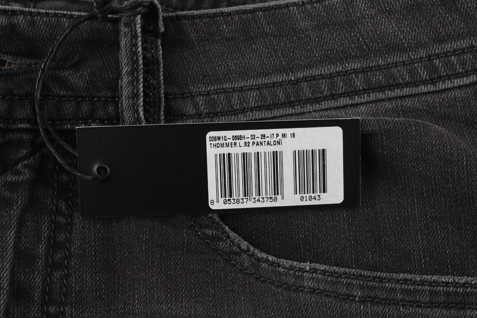 DIESEL vyriški džinsai W28/L32 Thommer 069BH Slim Fit, plėšyti, skalbti pilki, tamprūs 