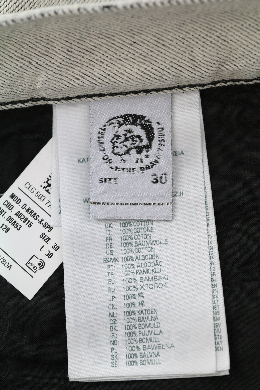 DIESEL D-Kras 09A53 Men Jeans W30/L30 Sim Fit Painted Look RRP€220 Light Denim