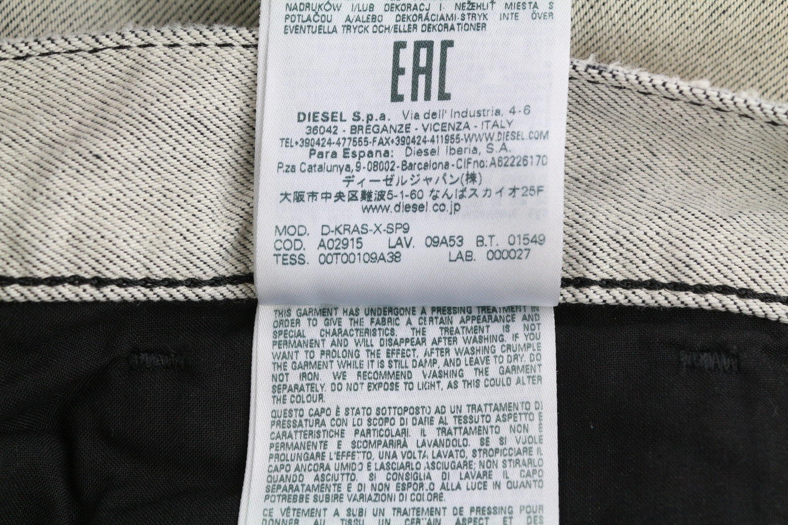 DIESEL D-Kras 09A53 Men Jeans W30/L30 Sim Fit Painted Look RRP€220 Light Denim