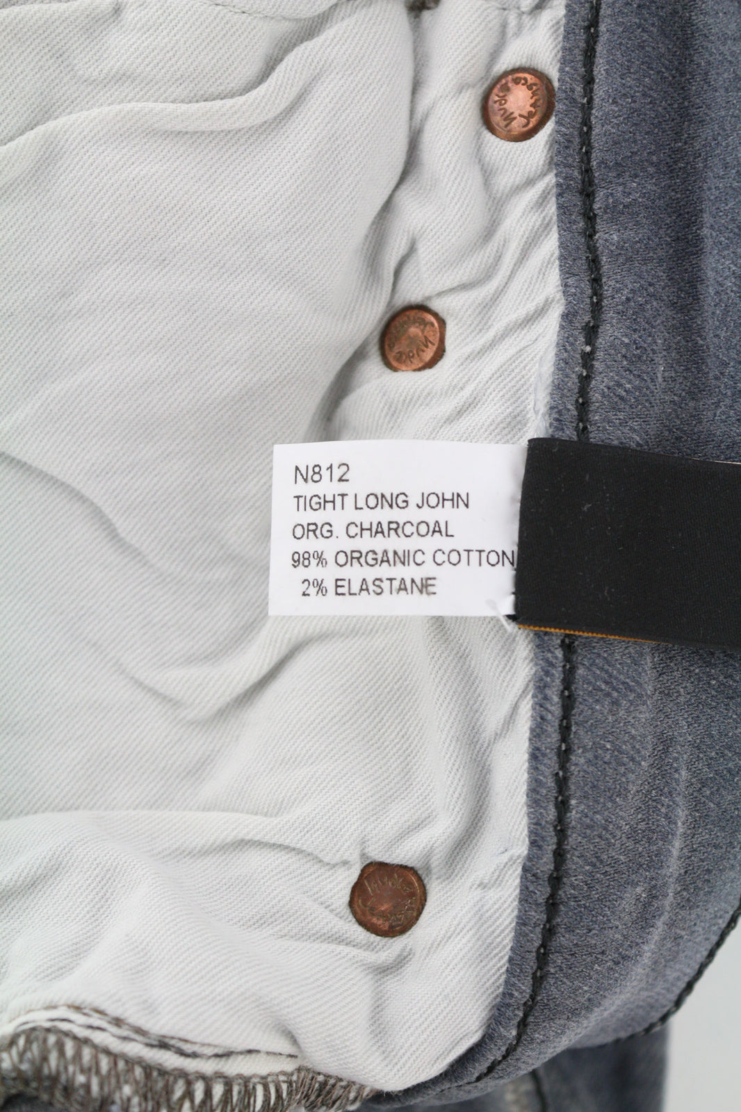 NUDIE JEANS Tight Long John Men Jeans W33/L34 Organic Charcoal Slim Fit Zipper