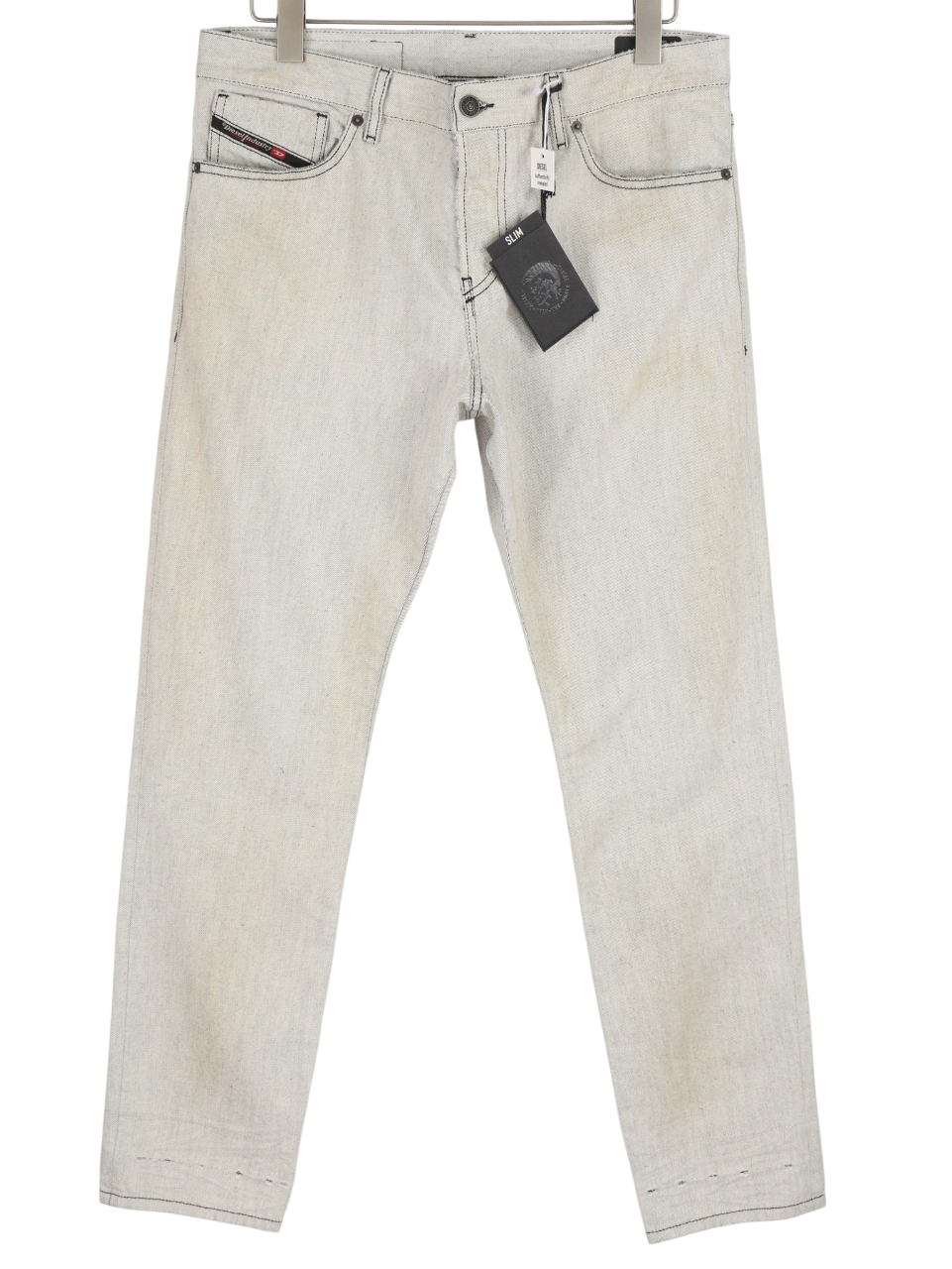 DIESEL D-Kras 09A53 Men Jeans W34/L30 Sim Fit Painted Look RRP220 Light Denim