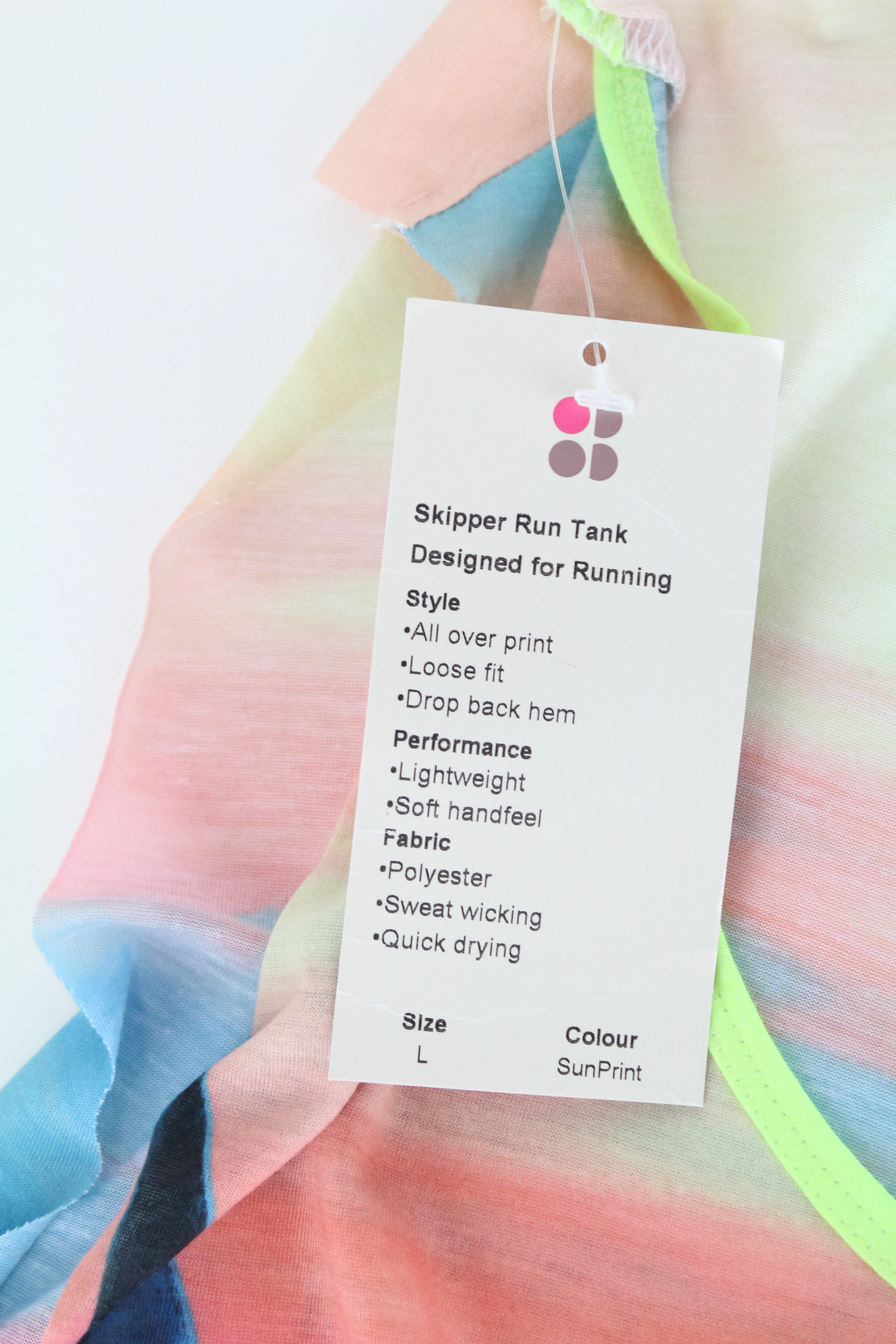 SWEATY BETTY Skipper Tank L Pink Loose Fit Cropped Top Women's Sleeveless Print