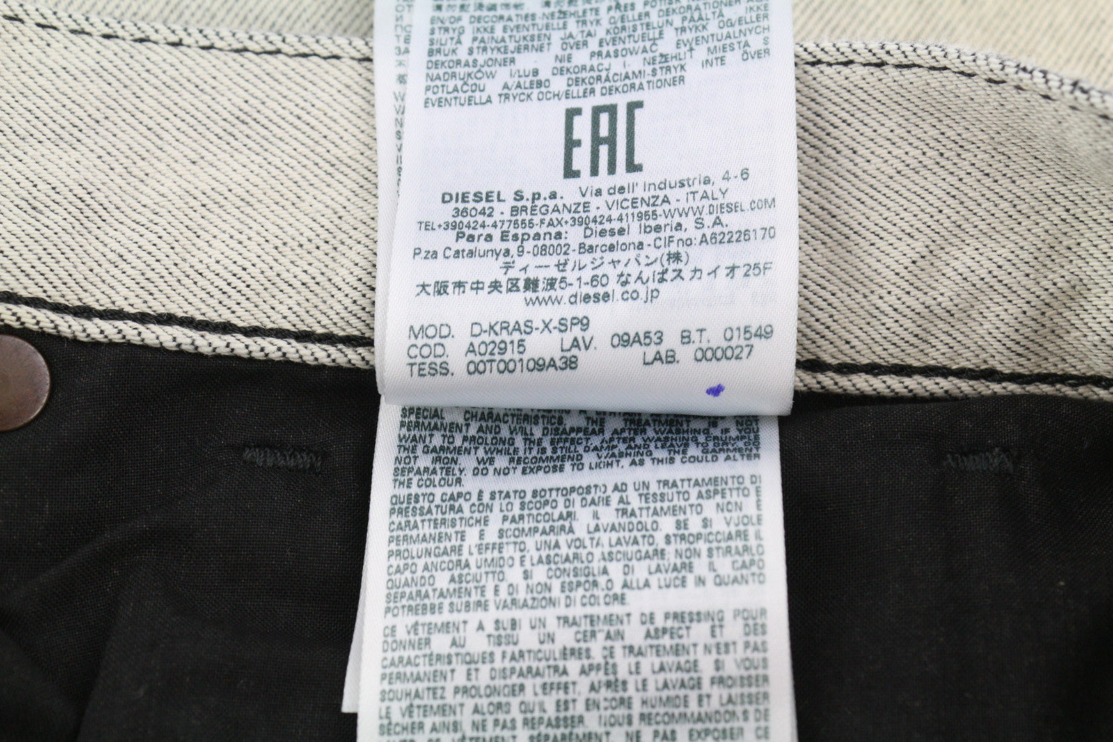 DIESEL D-Kras 09A53 Men Jeans W31/L30 Sim Fit Painted Look RRP€220 Light Denim