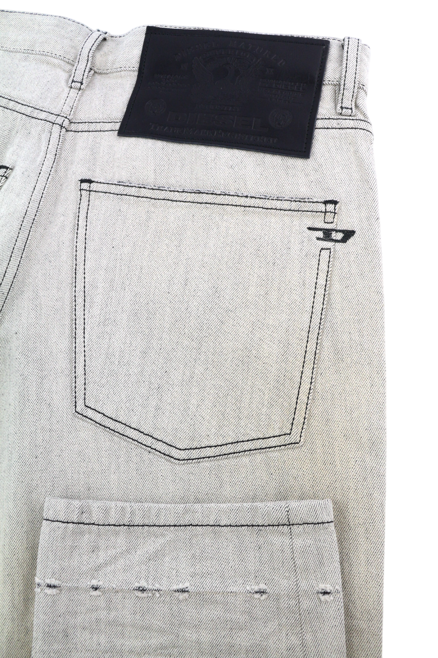 DIESEL D-Kras 09A53 Men Jeans W31/L30 Sim Fit Painted Look RRP€220 Light Denim