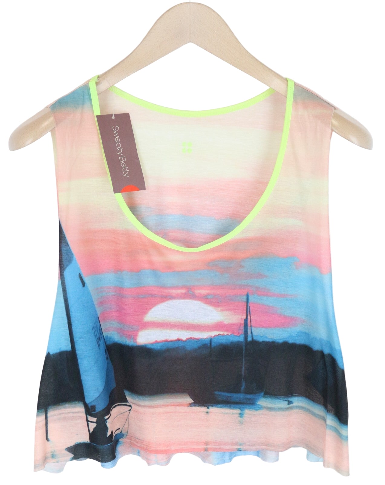 SWEATY BETTY L Pink Skipper Cropped Run Tank Sleeveless Pullover Top Women's