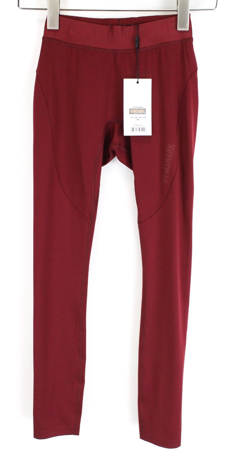 GYM SHARK Women Focus Leggings XS Red Stretch Activewear Waistband Logo