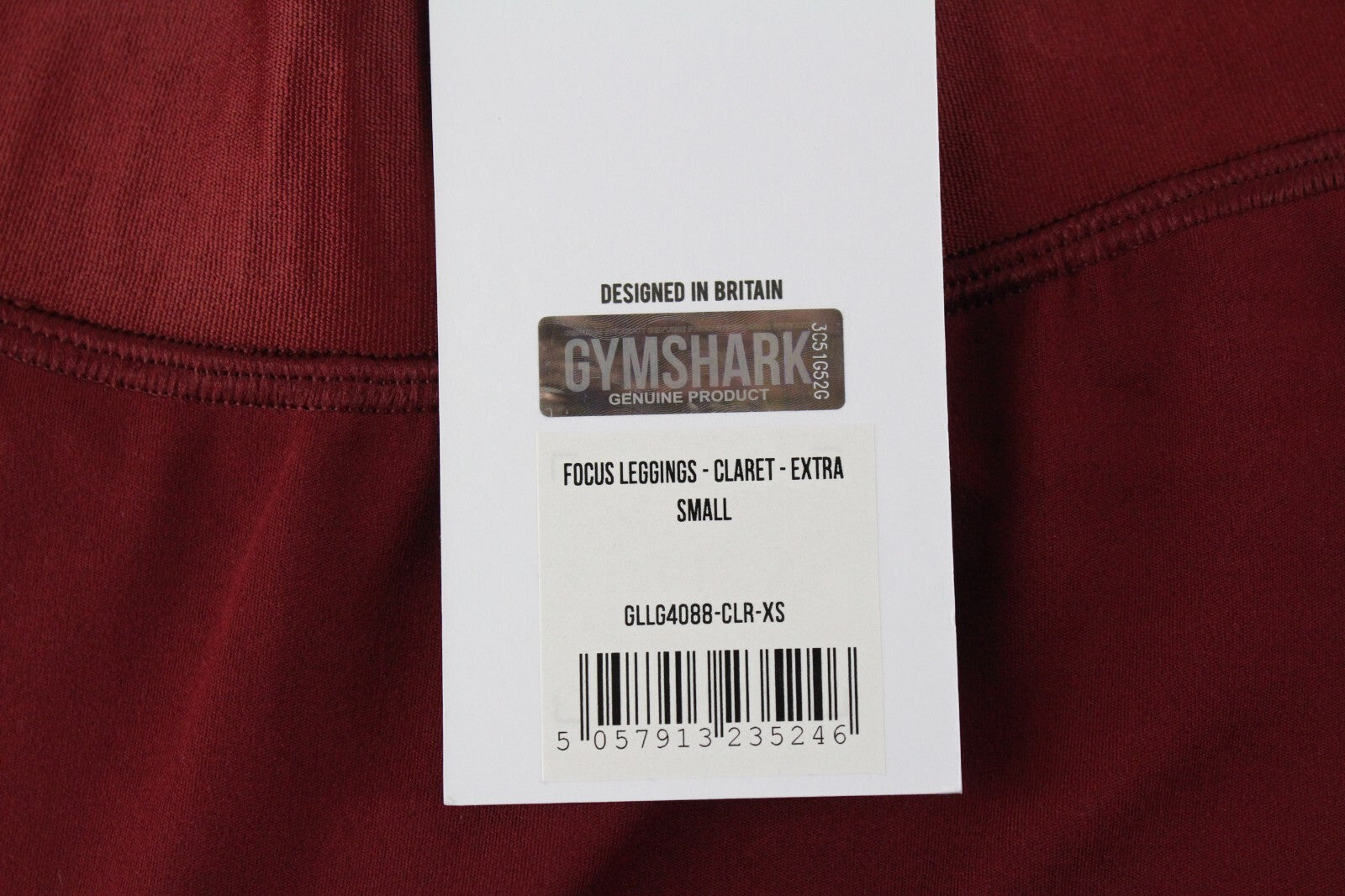 GYM SHARK Women Focus Leggings XS Red Stretch Activewear Waistband Logo