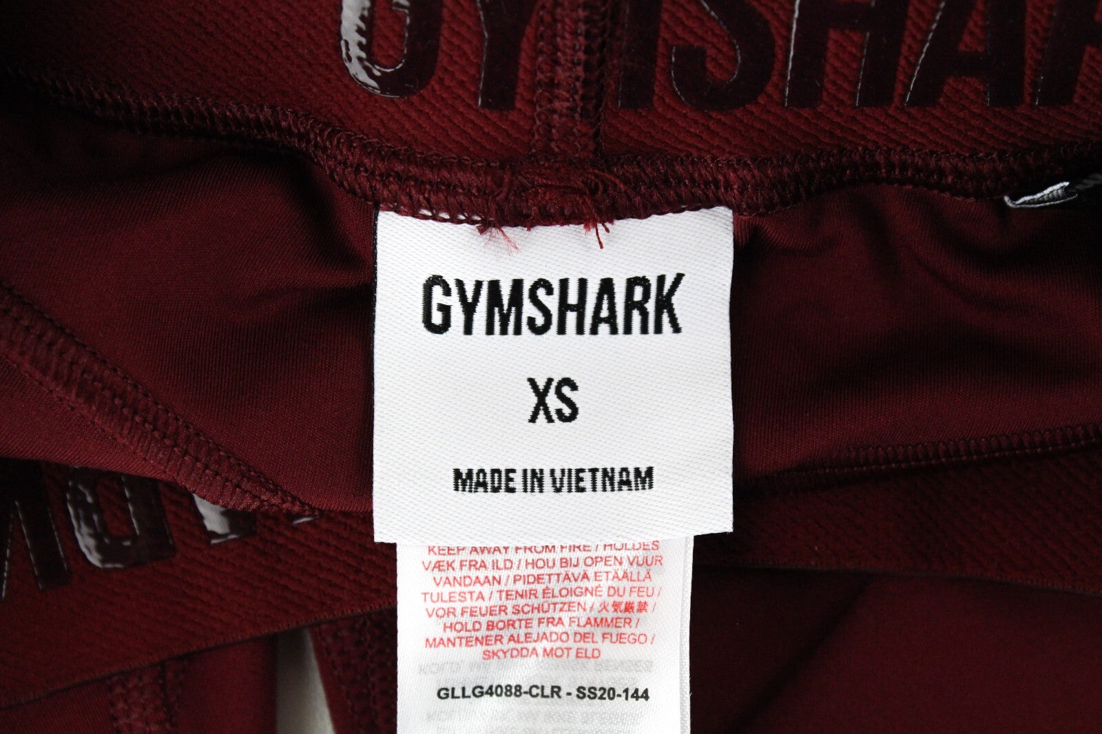 GYM SHARK Women Focus Leggings XS Red Stretch Activewear Waistband Logo