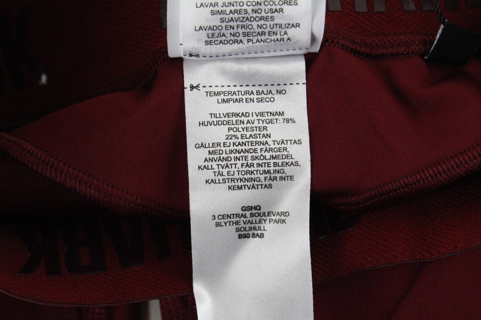 GYM SHARK Women Focus Leggings XS Red Stretch Activewear Waistband Logo