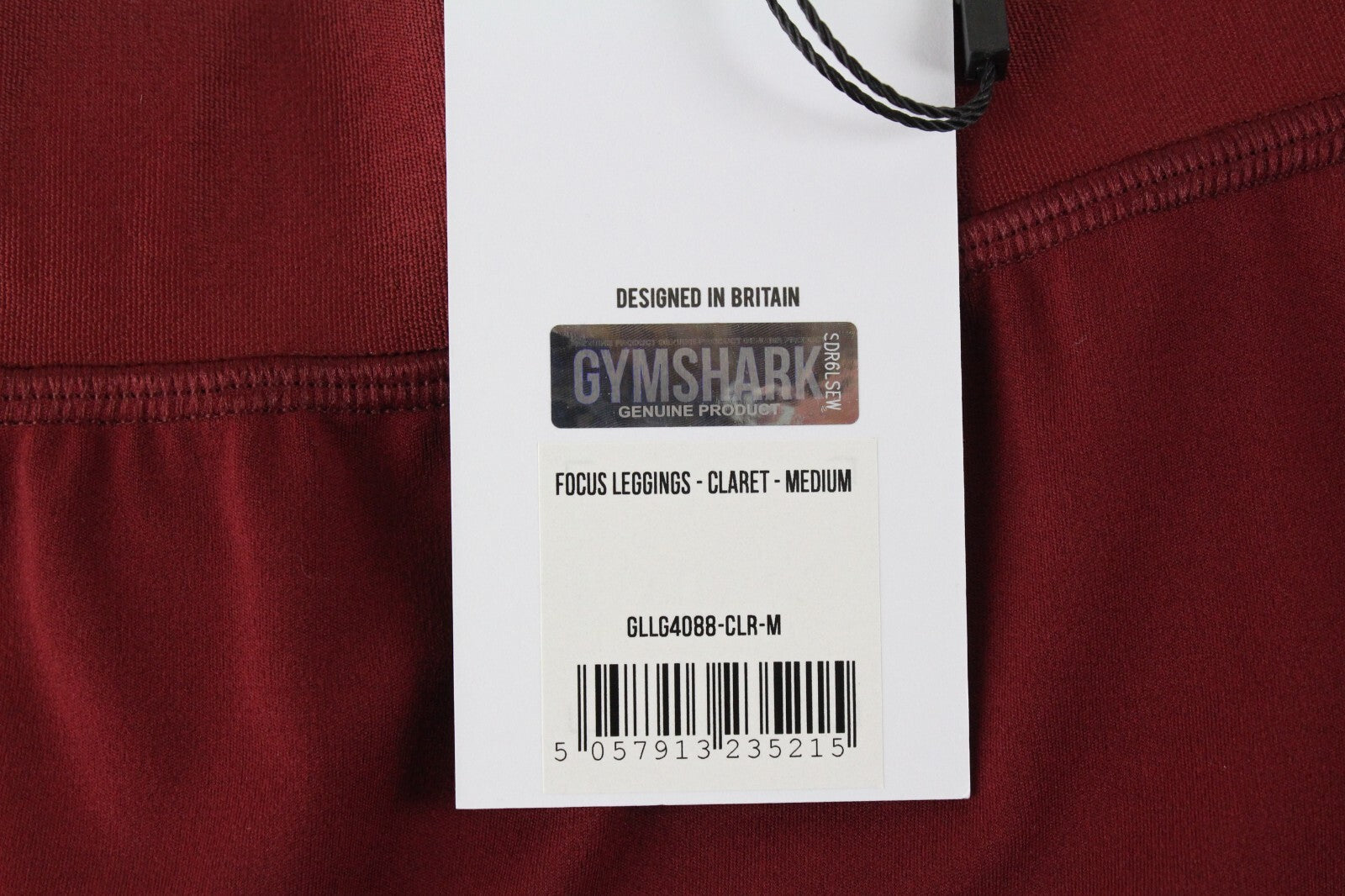 GYM SHARK Women Focus Leggings M Red Stretch Activewear Waistband Logo