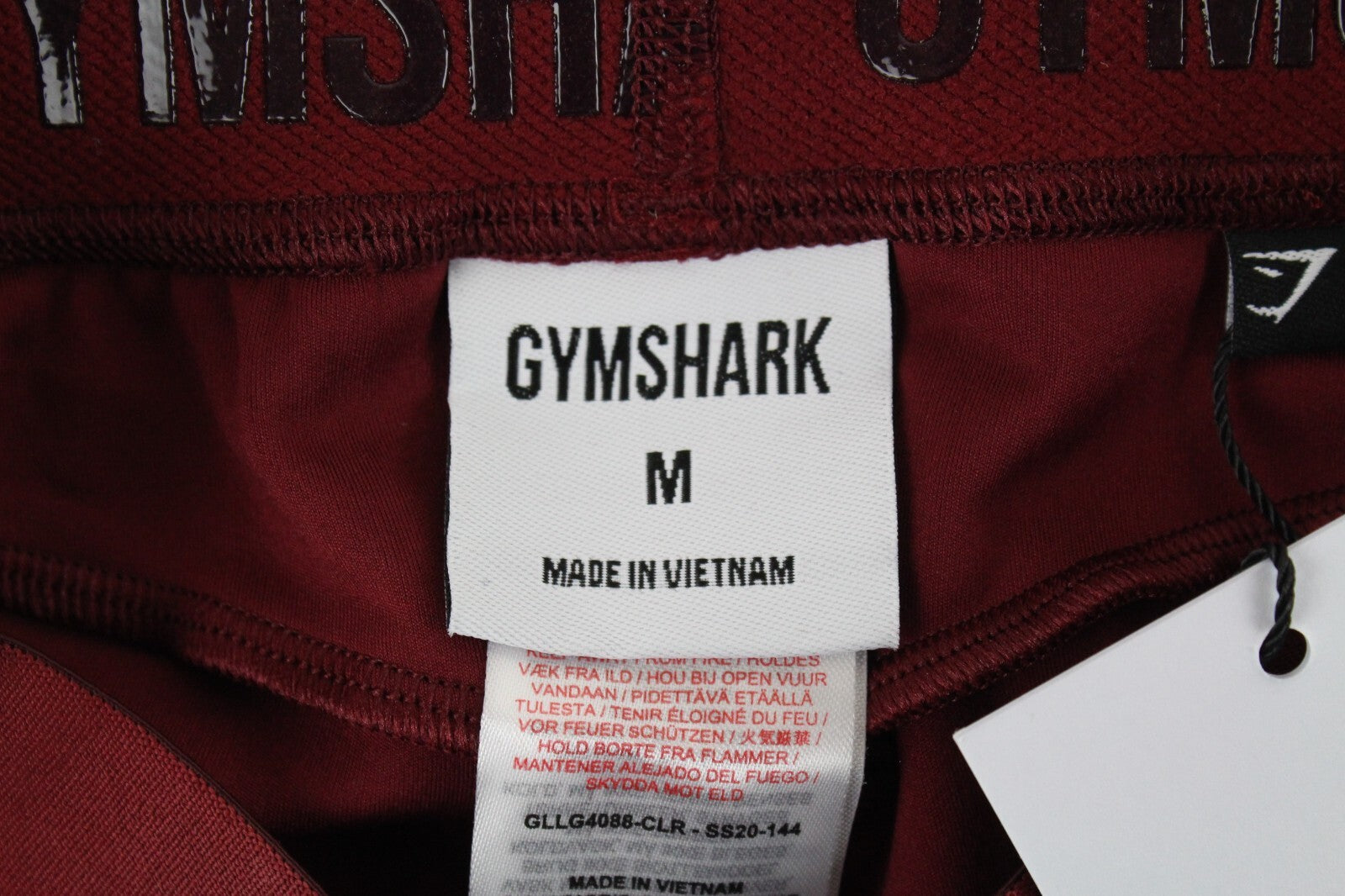 GYM SHARK Women Focus Leggings M Red Stretch Activewear Waistband Logo