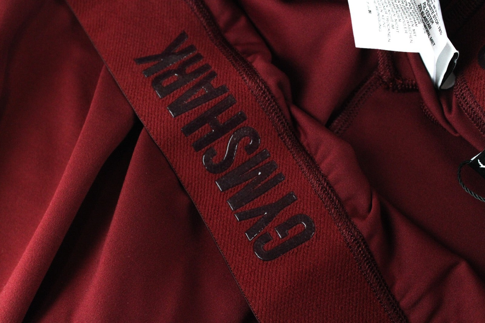 GYM SHARK Women Focus Leggings M Red Stretch Activewear Waistband Logo