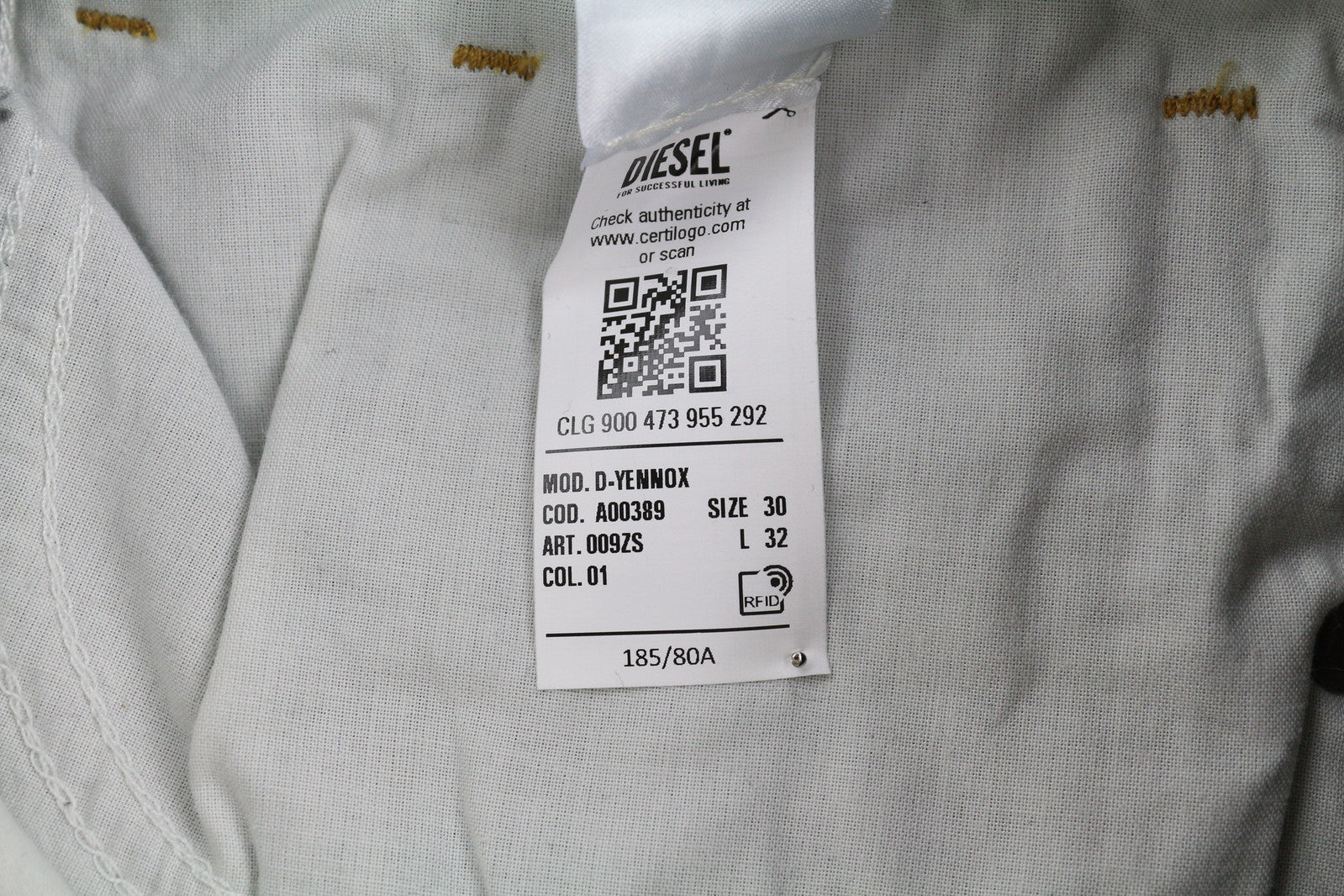 DIESEL D-Yennox 009ZS Men Jeans W30/L32 Tapered Fit Washed RRP€160 Denim Dark