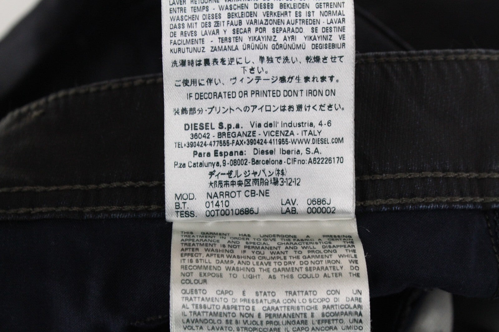 DIESEL vyriški džinsai W28/L32 Narrot CB-NE 0686J sportiniai Jogg vaškuoti tamprūs raštai 