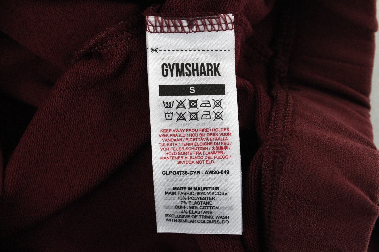 GYM SHARK Women Pippa Sweatshirt S Cherry Brown Long Sleeve Stretch Sports Crop