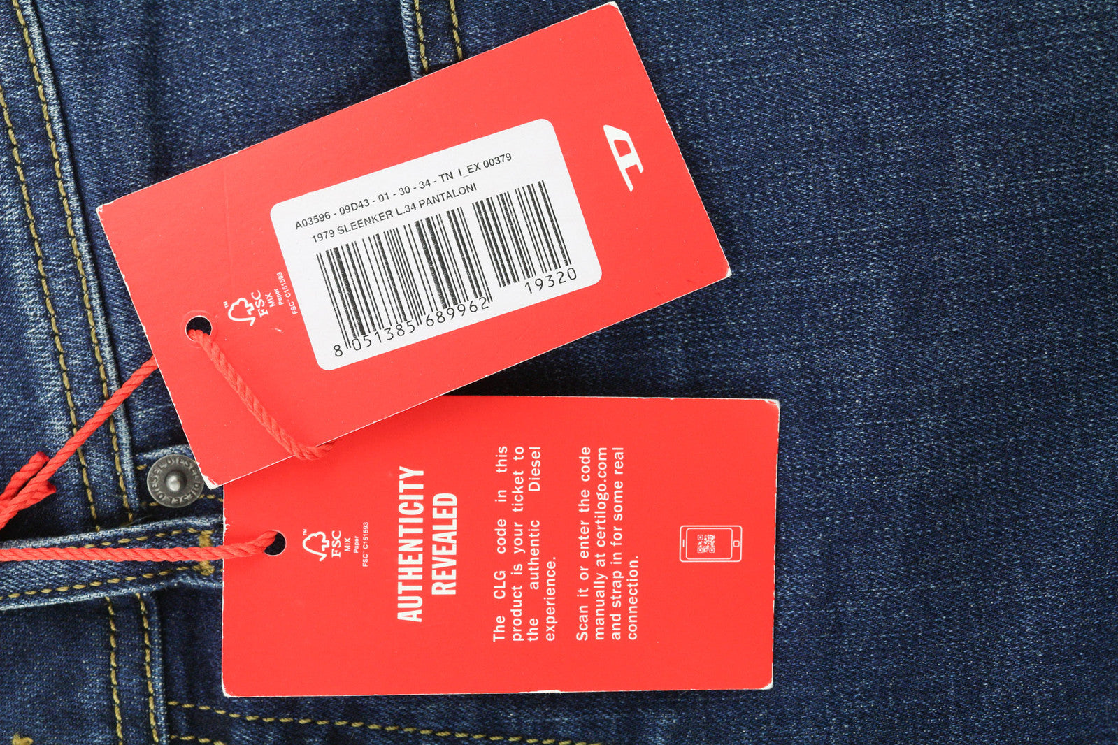 DIESEL 1979 Sleenker 09D43 Men Jeans W30/L34 Skinny Fit Low Waist Skinny RRP€150