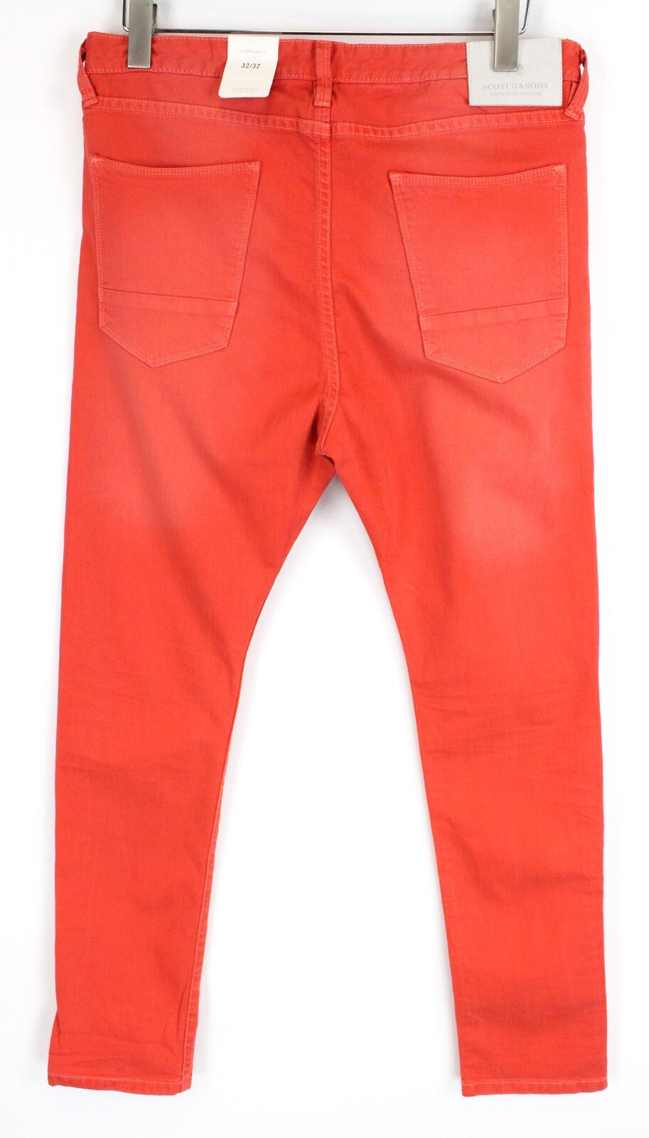 SCOTCH & SODA Men Jeans W32/L32 Steele Super Slim Fit Red Washed Buttoned Dyed