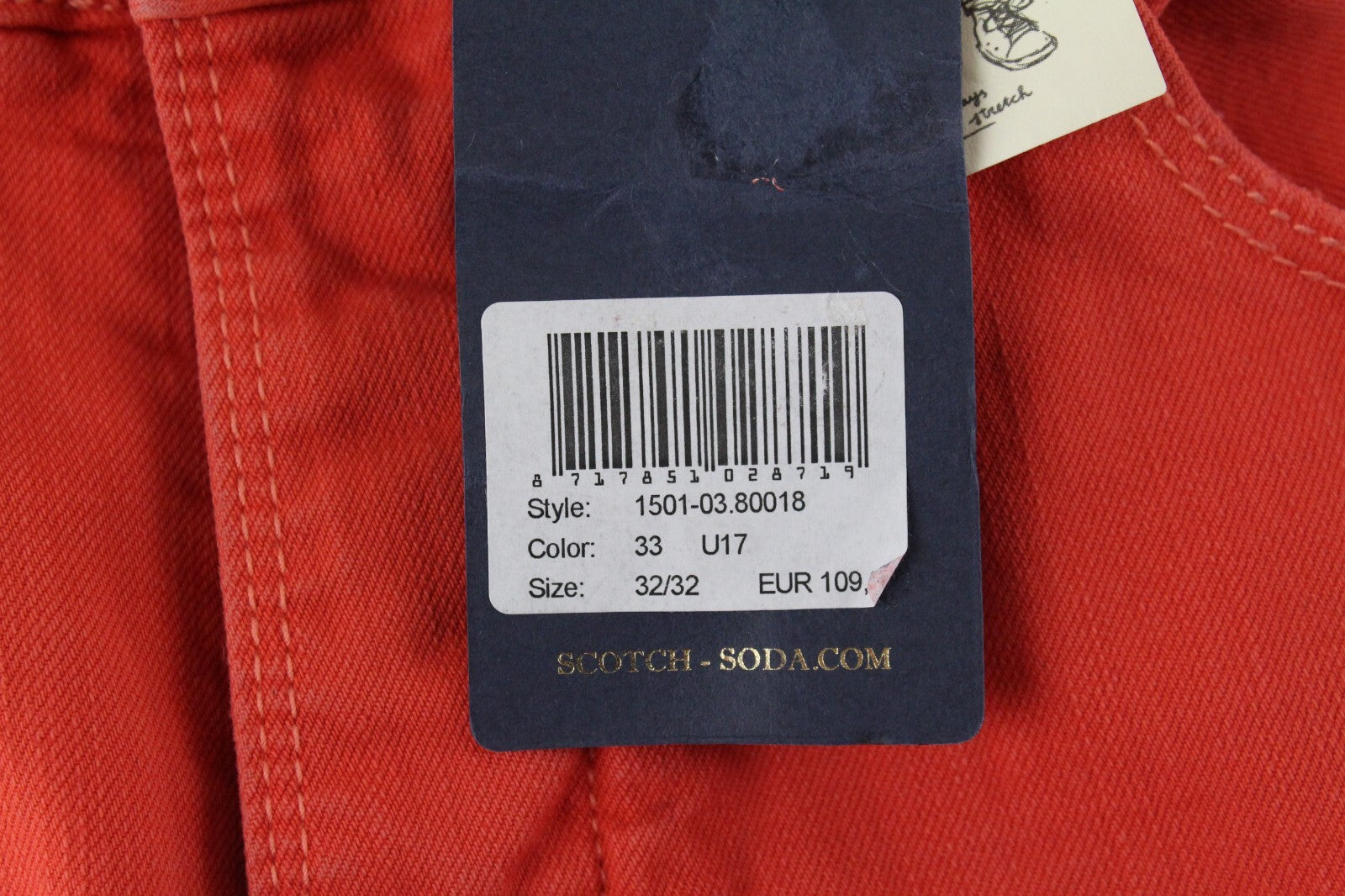 SCOTCH & SODA Men Jeans W32/L32 Steele Super Slim Fit Red Washed Buttoned Dyed