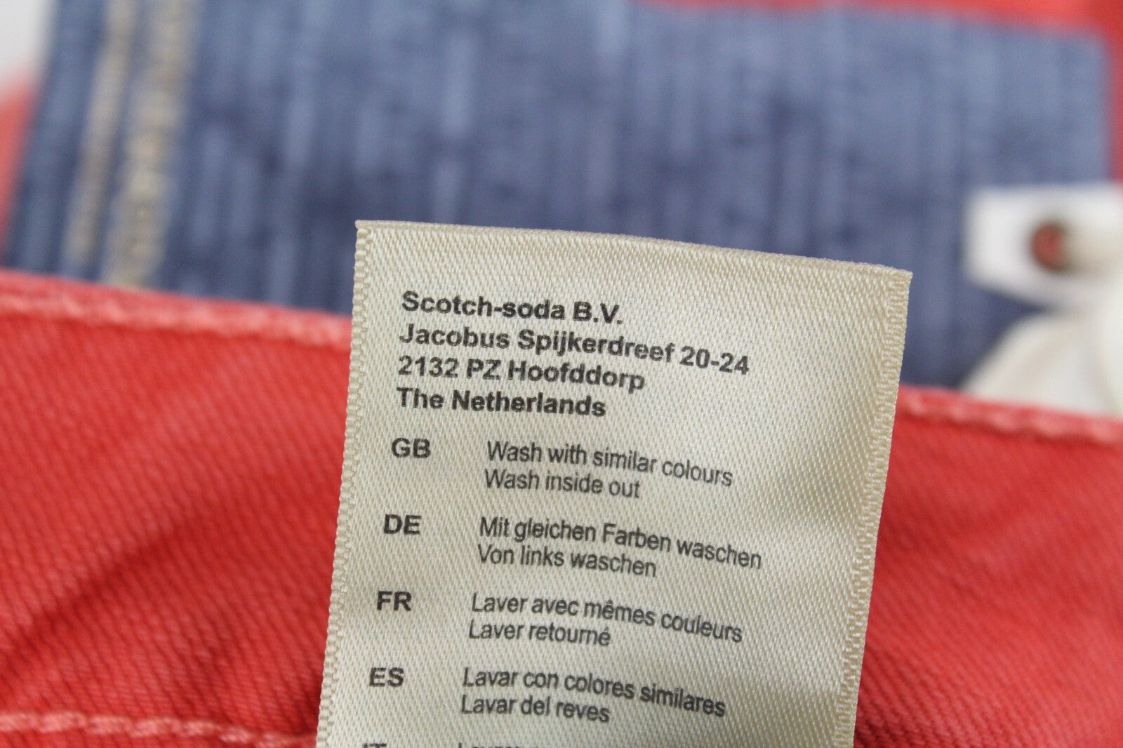 SCOTCH & SODA Men Jeans W32/L32 Steele Super Slim Fit Red Washed Buttoned Dyed