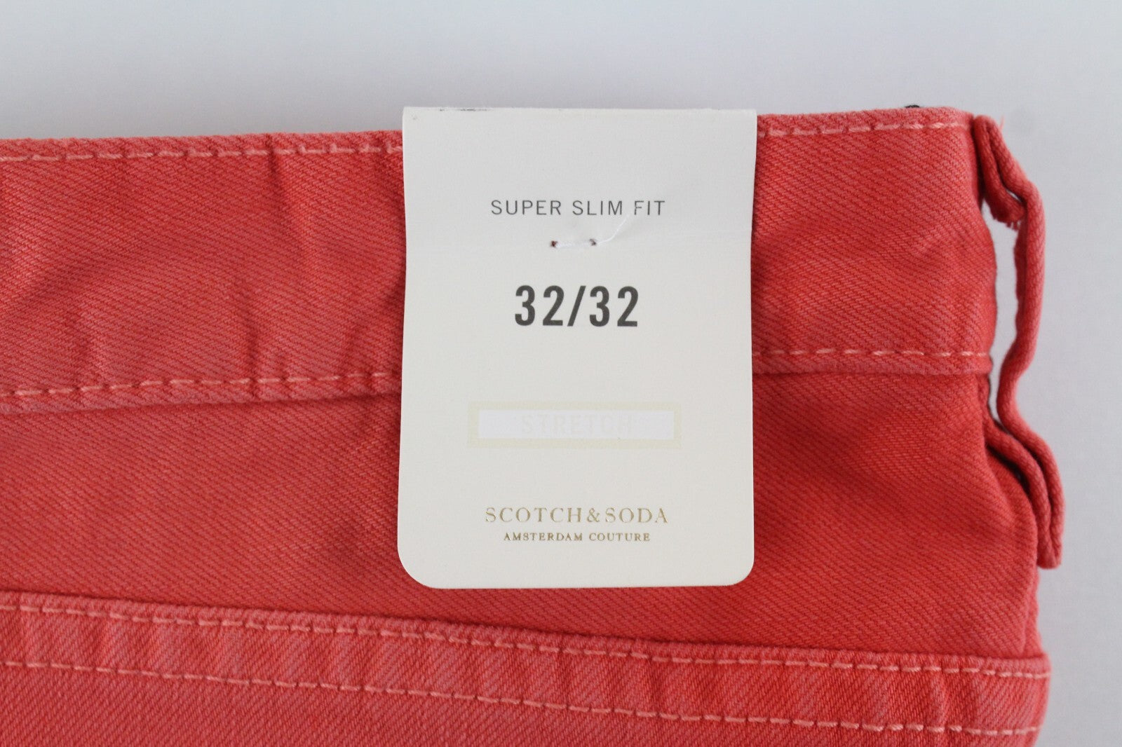 SCOTCH & SODA Men Jeans W32/L32 Steele Super Slim Fit Red Washed Buttoned Dyed