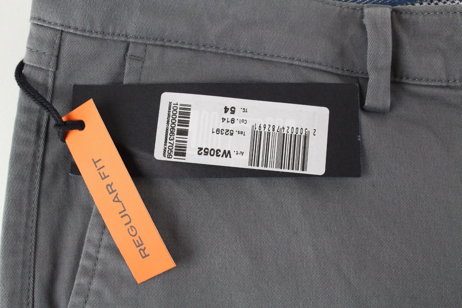 HARMONT & BLAINE Men Trousers 54 Stretch Cotton Grey Flat Front Regular Fit